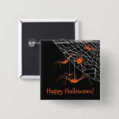 Kids Orange Halloween Spiders Pinback Button (Vorne & Hinten)