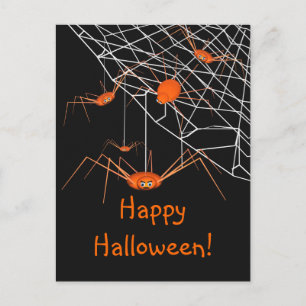 Kids Orange Halloween Spiders Postkarte