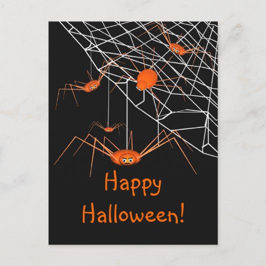 Kids Orange Halloween Spiders Postkarte (Vorderseite)