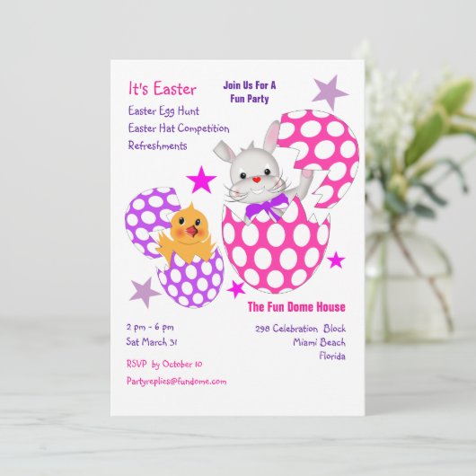 Kids Oster 2018 Party zur Eroberung von Eizellen Einladung (Stehend Vorderseite)