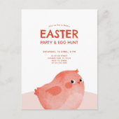 Kids OsterParty mit rosa Hühnchen Postkarte (Vorderseite)