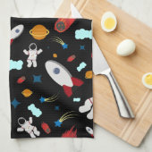 Kid's Outer Space & Astronaut Pattern Geschirrtuch (Viertel Falte)