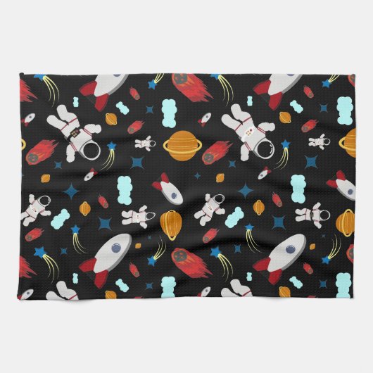 Kid's Outer Space & Astronaut Pattern Geschirrtuch (Horizontal)