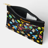 Kids Outer Space Rocket Planet Black Zubehörtasche (Offen)