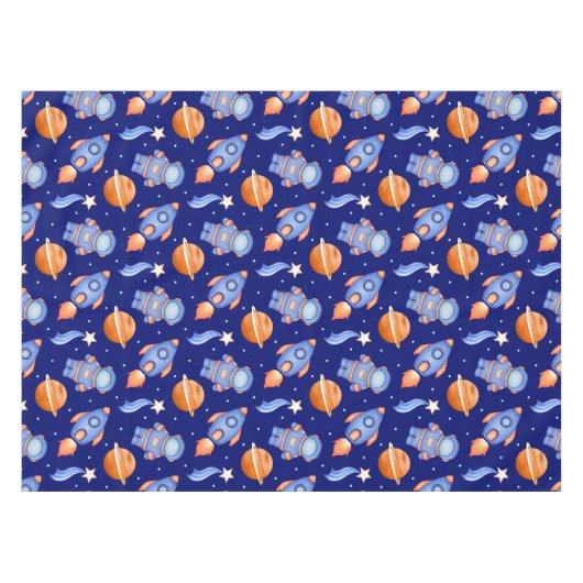 Kids Outer Space Rocket Ship & Astronaut Tischdecke (Vorderseite (Horizontal))