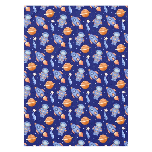 Kids Outer Space Rocket Ship & Astronaut Tischdecke (Vorderseite)