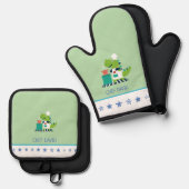 Kids Oven Mitt and Pot Holder Set (Vorderseite/Rückseite)