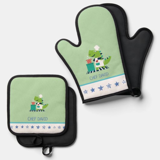 Kids Oven Mitt and Pot Holder Set (Vorderseite/Rückseite)