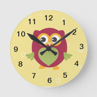 Kid's owl clock runde wanduhr
