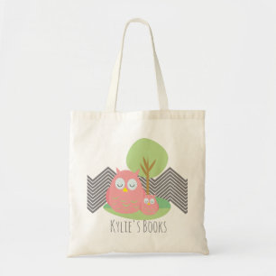 Kids Owls Pink Library Büchertasche Tragetasche