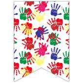 Kids Painted Handprints GLÜCKLICH GEBURTSTAG Wimpelkette (Erste Fahne)