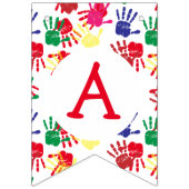 Kids Painted Handprints GLÜCKLICH GEBURTSTAG Wimpelkette (Dritte Fahne)