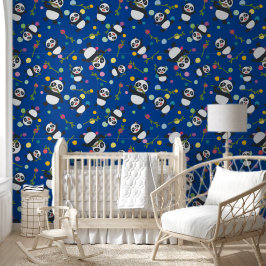 Kids panda polster dot pattern blue background tapete
