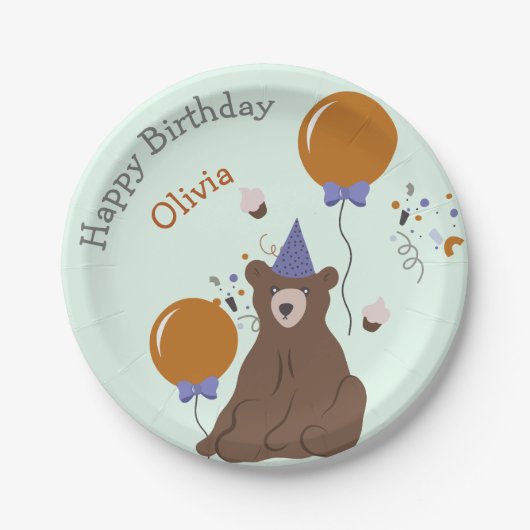 Kids Party Bear Geburtstag Pappteller (Vorderseite)