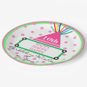 Kids Party Hat grün rosa Polka Dots Pappteller (Schrägansicht)