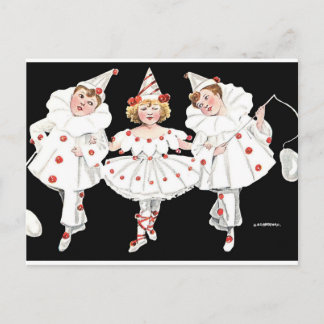 Kids Party Kostüm Clown Pierrot Boy Girl Einladungspostkarte