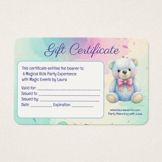 Kids Party Planner Pastor Teddy Bear QR-Logo (Vorderseite)
