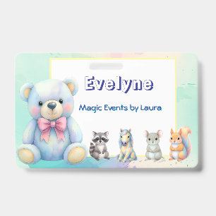 Kids Party Planner Pastor Teddy Bear QR-Logo Ausweis