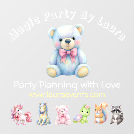 Kids Party Planner Pastor Teddy Bear QR-Logo Fensteraufkleber