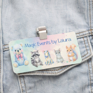 Kids Party Planner Pastor Teddy Bear QR-Logo Namensschild