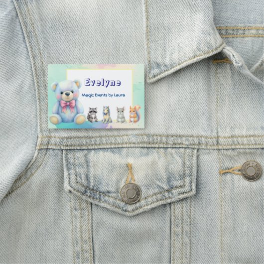 Kids Party Planner Pastor Teddy Bear QR-Logo Namensschild (Beispiel)