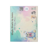 Kids Party Planner Pastor Teddy Bear QR-Logo Notizblock (Rotiert)