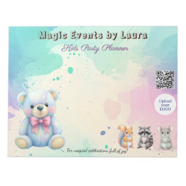 Kids Party Planner Pastor Teddy Bear QR-Logo Notizblock