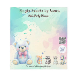 Kids Party Planner Pastor Teddy Bear QR-Logo Notizblock