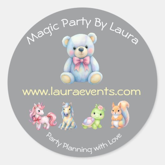 Kids Party Planner Pastor Teddy Bear QR-Logo Runder Aufkleber (Vorderseite)