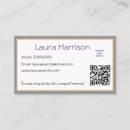 Kids Party Planner Pastor Teddy Bear QR-Logo Visitenkarte (Rückseite)