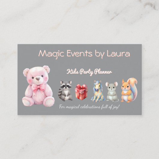 Kids Party Planner Pastor Teddy Bear QR-Logo Visitenkarte (Vorderseite)