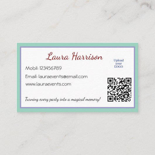 Kids Party Planner Pastor Teddy Bear QR-Logo Visitenkarte (Rückseite)