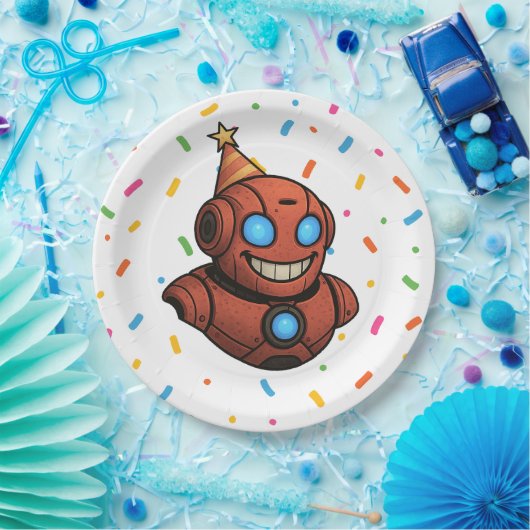 Kids Party Plate - Niedlicher Red Robot mit Party Pappteller (Party)