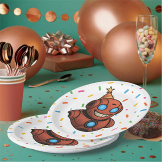 Kids Party Plate - Niedlicher Red Robot mit Party Pappteller