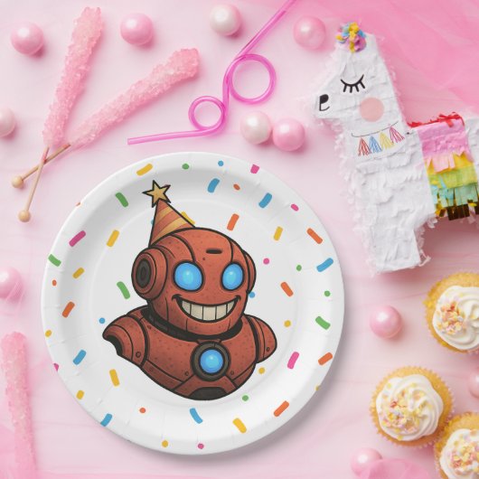 Kids Party Plate - Niedlicher Red Robot mit Party Pappteller (Party)