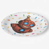 Kids Party Plate - Niedlicher Red Robot mit Party  Pappteller (Schrägansicht)