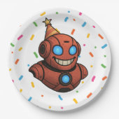 Kids Party Plate - Niedlicher Red Robot mit Party  Pappteller (Vorderseite)