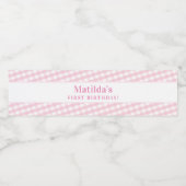 KIDS PARTY Vintag Gingham Muster Mädchen blassrosa Wasserflaschenetikett (Einzelnes Label)