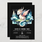 Kids Pastel Dragon Birthday Einladung (Vorne/Hinten)