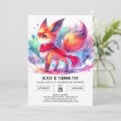 Kids Pastel Fox Geburtstag Einladung (Stehend Vorderseite)