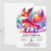 Kids Pastel Fox Geburtstag Einladung (Vorne/Hinten)