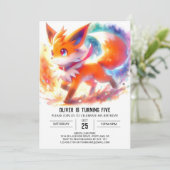 Kids Pastel Fox Geburtstag Einladung (Stehend Vorderseite)