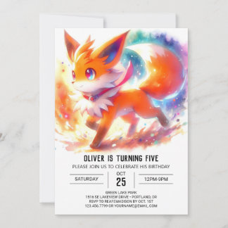 Kids Pastel Fox Geburtstag Einladung