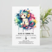 Kids Pastel Monkey Geburtstag Einladung (Stehend Vorderseite)