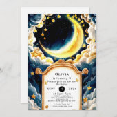 Kids Pastel Moon Birthday Einladung (Vorne/Hinten)