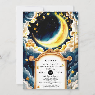Kids Pastel Moon Birthday Einladung