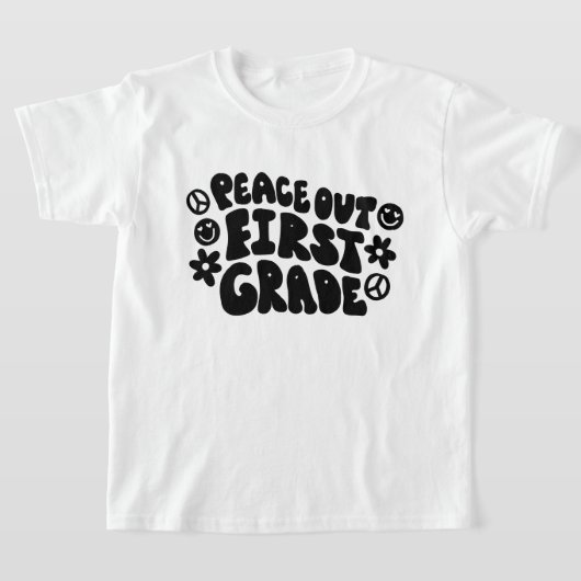 Kids Peace Out First Grade T - Shirt in Black (Ablage )