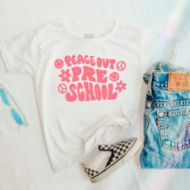 Kids Peace Out Preschool T - Shirt in Pink