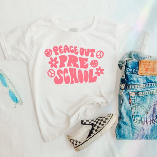 Kids Peace Out Preschool T - Shirt in Pink