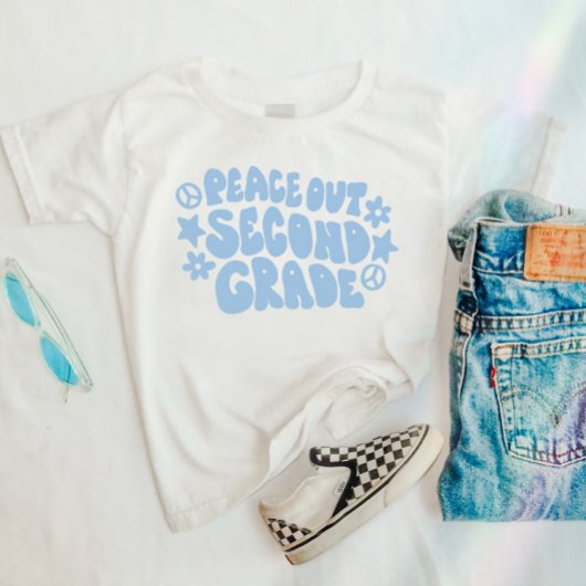 Kids Peace Out Second Grade T - Shirt in Blue
